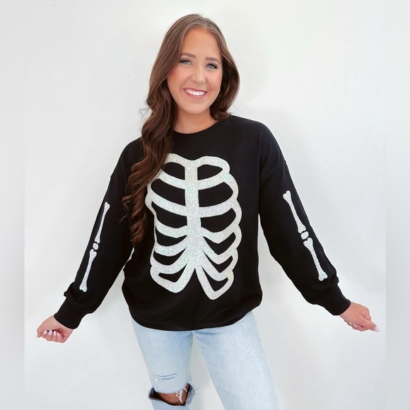 Whiskey Darling Skeleton Sequin Embellished Sweatshirt size Large/XL - Picture 1 of 12